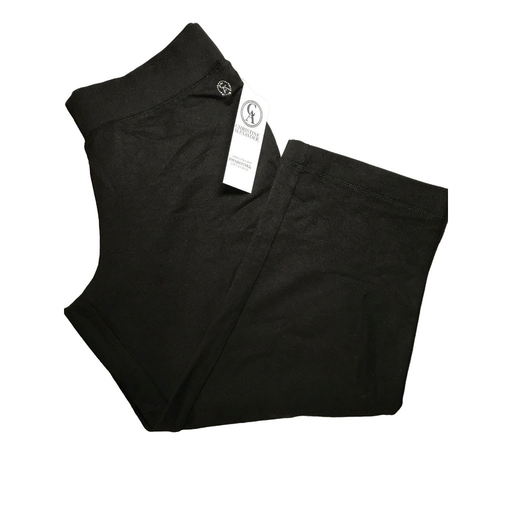 New Christine Alexander Medium Black Capri Pant Cotton Classic Spa Gym Track Pan